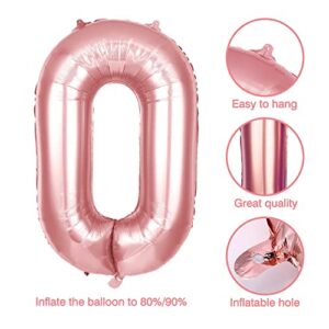 Number 8 and Number 0 Balloons, 40 Inch Rose Gold Number Balloons, Large Digital 80 Balloon, Foil Mylar Balloons Decorations for Birthday Party, Wedding, Anniversary, Graduations