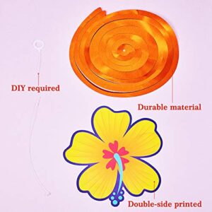 WILLBOND 40 Pieces Hawaiian Tropical Luau Party Hanging Swirls Hanging Hibiscus Swirls Flower Foil Swirl Decorations Ceiling Decorations for Summer Tropical Hawaiian Theme Party Decoration Supplies