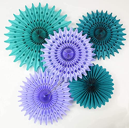 Teal Purple Birthday Decorations Mermaid /Wonderland Frozen Party Decorations/Mermaid Party Decorations /Under The Sea Party Supplies Teal Purple Tissue Paper Fan /Frozen Baby Shower Decorations