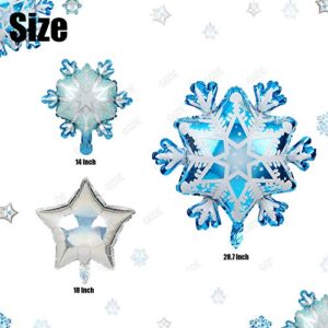 Snowflake Star Shapes Winter Holiday Theme Birthday Party Mylar Foil Christmas Decor Balloons