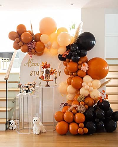 Double Stuffed Orange Apricot Black Balloon Garland Arch Kit-Orange, Apricot, Black Balloons For Baby Shower, Birthday Party, Bridal Shower, Celebrations