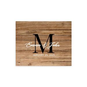 andaz press custom large wedding canvas guestbook alternative, 16 x 20 inches, rustic wood monogram, horizontal personalized sign our canvas, welcome sign for fall, rustic, woodland theme