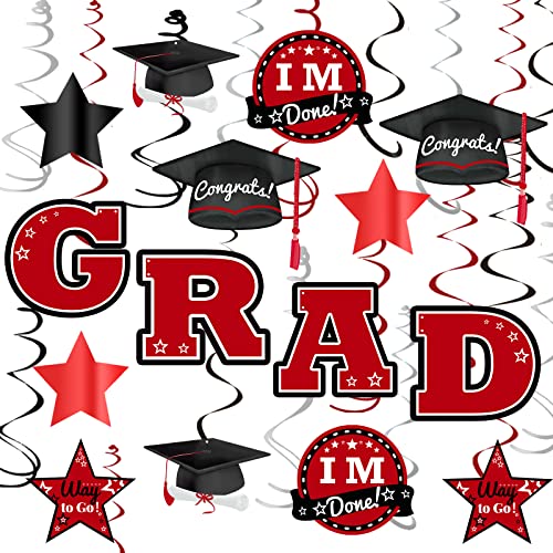 Bunny Chorus Graduation Party Decorations 2022, 36 Pcs Class of 2022 Graduation Party Supplies, Hanging Swirls Red and Black Graduation Decorations 2022, Congrats Grad Party Favors, No DIY Required