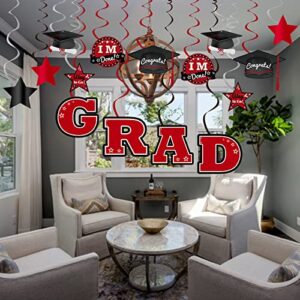 Bunny Chorus Graduation Party Decorations 2022, 36 Pcs Class of 2022 Graduation Party Supplies, Hanging Swirls Red and Black Graduation Decorations 2022, Congrats Grad Party Favors, No DIY Required