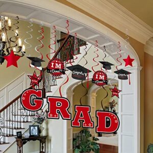 Bunny Chorus Graduation Party Decorations 2022, 36 Pcs Class of 2022 Graduation Party Supplies, Hanging Swirls Red and Black Graduation Decorations 2022, Congrats Grad Party Favors, No DIY Required