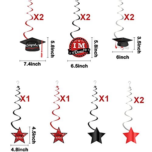 Bunny Chorus Graduation Party Decorations 2022, 36 Pcs Class of 2022 Graduation Party Supplies, Hanging Swirls Red and Black Graduation Decorations 2022, Congrats Grad Party Favors, No DIY Required