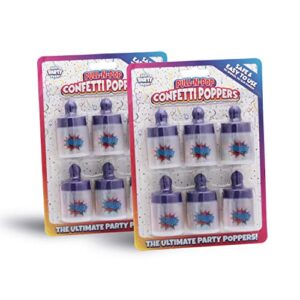best party ever! pull-n-pop confetti poppers, easy to use, pull back and release, 2-pack (12 pull-n-pops total)