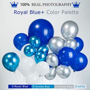 Royal blue White Silver balloon Garland Arch Kit Metallic Blue Balloons with Starburst foil balloons for Men birthday decorations Graduation Ceremony supplies