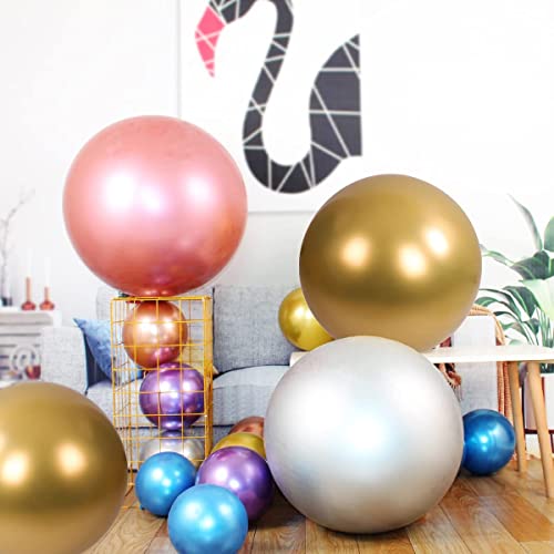 36 inch Gold Metallic Balloons Jumbo Chrome Gold Latex Balloons for Birthday Wedding Party Baby Shower Decoration, 4pcs