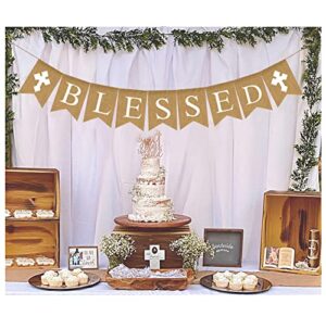 blessed burlap banner easter communion baptism decorations for boys girls first communion confirmation banner garland decor for baby shower birthday fireplace
