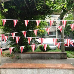 100 Feet Red & White Striped Pennant Banner Flags String 60 PCS Indoor/Outdoor Triangle Bunting Flags,Party Decorations Supplies for Carnival Circus,Kids Birthday,Festival Celebration