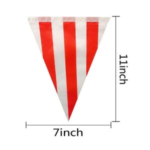 100 Feet Red & White Striped Pennant Banner Flags String 60 PCS Indoor/Outdoor Triangle Bunting Flags,Party Decorations Supplies for Carnival Circus,Kids Birthday,Festival Celebration