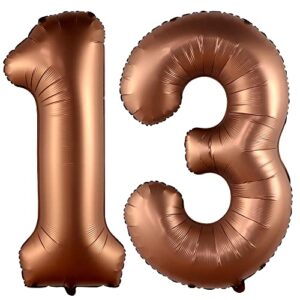 katchon, coffee brown 13 balloon numbers – 40 inch | giant, number 13 balloons for 13th birthday decorations for girls | 13th birthday decorations for boys | official teenager birthday decorations
