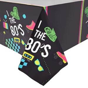 3 Pack I Love The 80s Tablecloth, Retro 1980s Table Covers for Birthday Party (Black, 54 x 108 in)