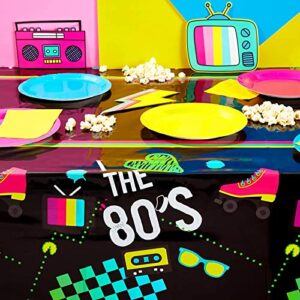 3 Pack I Love The 80s Tablecloth, Retro 1980s Table Covers for Birthday Party (Black, 54 x 108 in)