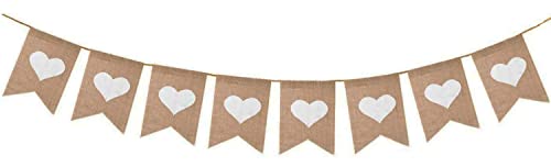 Shimmer Anna Shine Heart Burlap Banner Wedding Decorations Engagement Party Baby Shower Bridal Shower Birthday Party Supplies Valentines Day Anniversary Sign