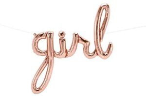 rose gold “girl” script foil balloon – 24” one-piece letters balloon for girl baby shower, gender reveal, pregnancy announcement, first birthday party, christening, baptism, nursery decoration