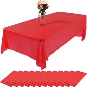 24 pcs red disposable plastic tablecloth 54 x 108 inch christmas party supplies rectangle waterproof table covers for indoor outdoor events weddings birthday parties