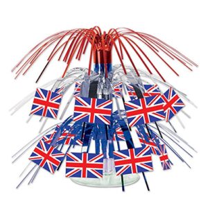beistle british flag mini cascade centerpiece, 7.5 inch