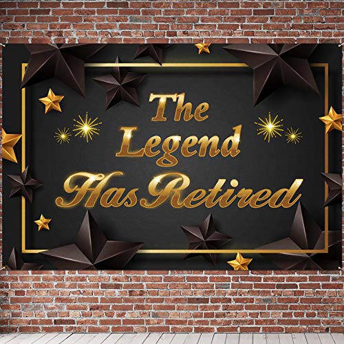 PAKBOOM The Legend Has Retired Backdrop Banner - Retirement Party Decorations Supplies for Men Women - 3.9 x 5.9ft Gold Black