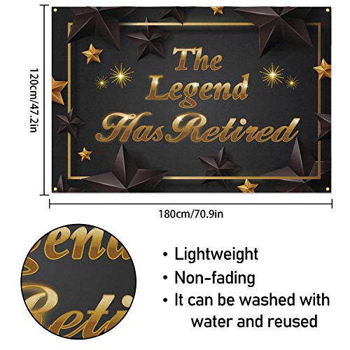 PAKBOOM The Legend Has Retired Backdrop Banner - Retirement Party Decorations Supplies for Men Women - 3.9 x 5.9ft Gold Black