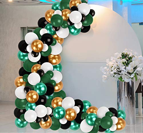 2023 New Year Decorations Green and Black Balloon Garland Kit Gold and Green Balloons White Balloon for Jungle Wedding Engagement Party Baby Shower Safari Birthday Party Decors