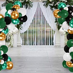 2023 New Year Decorations Green and Black Balloon Garland Kit Gold and Green Balloons White Balloon for Jungle Wedding Engagement Party Baby Shower Safari Birthday Party Decors