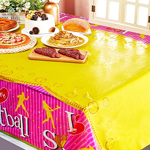 3 Pcs Softball Tablecloth Softball Party Decorations Rectangle Plastic Outdoor Table Cloth Softball Tablecloth Waterproof Table Covers for Sport Theme Birthday Dining Party Supplies, 51 x 86 Inches