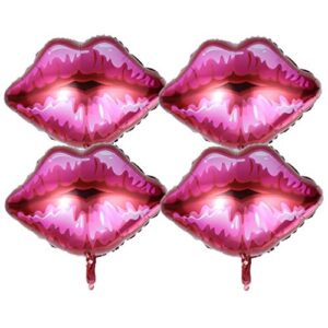 binaryabc lips shape balloon foil mylar balloon,valentines day wedding engagement props, 4pcs