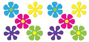 beistle 10 piece 1960’s colorful mini retro groovy flower shaped cut outs with a 60’s vibe party decorations, 4.5″, multicolored