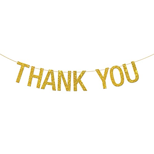 INNORU Gold Glitter Thank You Banner - Wedding Bunting Photo Booth Props Anniversary Bridal Party Decoration Supplies