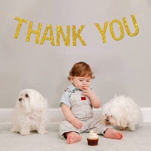 INNORU Gold Glitter Thank You Banner - Wedding Bunting Photo Booth Props Anniversary Bridal Party Decoration Supplies