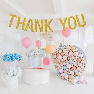 INNORU Gold Glitter Thank You Banner - Wedding Bunting Photo Booth Props Anniversary Bridal Party Decoration Supplies