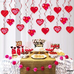 Cute, Hanging Hearts Valentines Decorations - Pack of 30 | Valentines Day Decoration | Hanging Valentine Decorations for Classroom | Valentines Day Decor for Office, Valentines Classroom Decorations