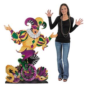 mardi gras jester stand up decoration (almost 4 feet tall) cardboard party decor