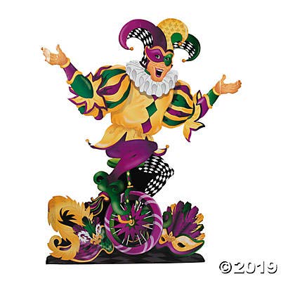 Mardi Gras Jester Stand up Decoration (Almost 4 feet Tall) Cardboard Party Decor