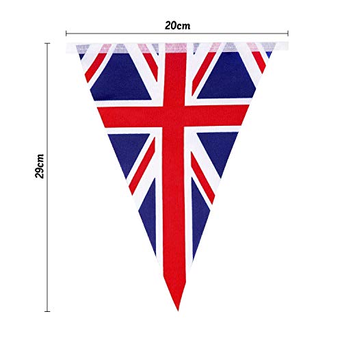 RUIXIA Fabric Union Jack Bunting String Flag 8m26ft Long with 25 Triangular Flags Bunting British Banners Party Decor British UK Patriotic Themed Bunting Banner for National Royal Party Decoration