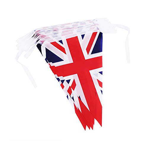 RUIXIA Fabric Union Jack Bunting String Flag 8m26ft Long with 25 Triangular Flags Bunting British Banners Party Decor British UK Patriotic Themed Bunting Banner for National Royal Party Decoration