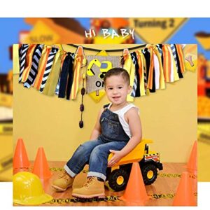 Construction Themed Highchair Banner for First Birthday Smash Cake Photo Shoot,Party Supplies and Decorations for Baby Boy's 1st Year Bday,Chair Garland for Picture Backdrop,Pre-assembles No Need DIY