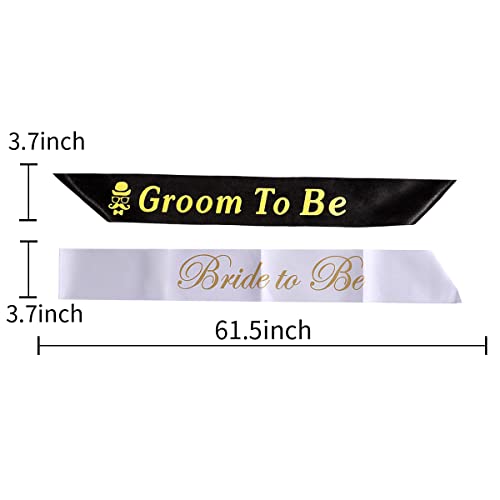 2 Pcs Bachelorette Party Sash - Bride and Groom to Be Sash for Bridal Shower Wedding Decorations Engagement Party Supplies(Black and White)