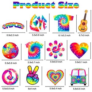 15Pcs Tie dye Birthday Party Decoration Tie Dye Happy Birthday Hanging Swirls for Peace and Love Party Tie Dye Hippie Groovy Carnival Party Supplies