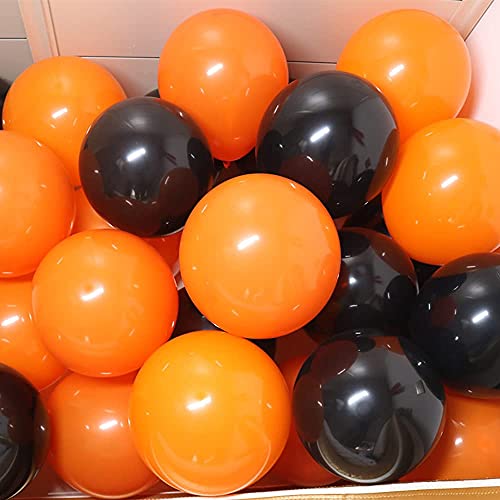 IyGnaw 100 Pcs 12 Inch Orange Black Halloween Latex Party Decoration Balloons for Hallows' Day Party Birthdays Wedding