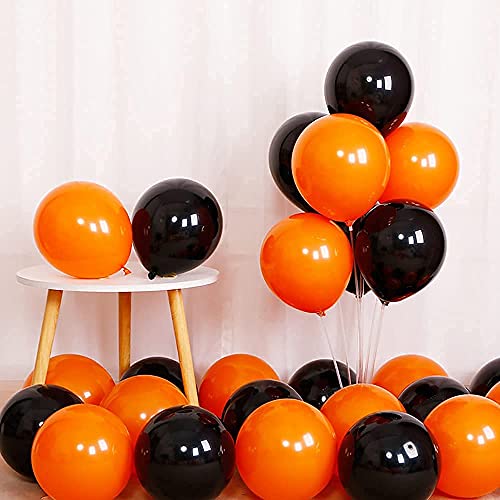 IyGnaw 100 Pcs 12 Inch Orange Black Halloween Latex Party Decoration Balloons for Hallows' Day Party Birthdays Wedding