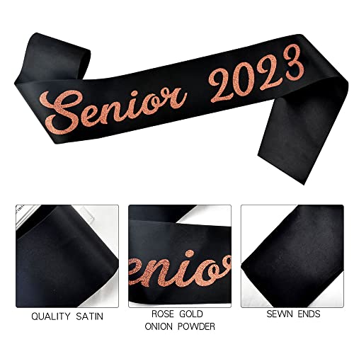 SGKUED Senior 2023 Sashes, (7 Pack) Black Satin Sash Senior 2023 with Rose Foil Cheer Finally Graduated Cheerleader Sash Senior 2023 for Graduation Party Suppiles