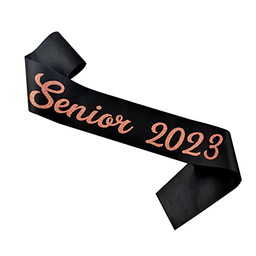 SGKUED Senior 2023 Sashes, (7 Pack) Black Satin Sash Senior 2023 with Rose Foil Cheer Finally Graduated Cheerleader Sash Senior 2023 for Graduation Party Suppiles