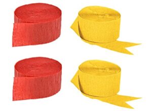 red and gold yellow crepe paper streamers (2 rolls each color) usa-made