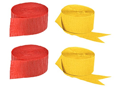 Red and Gold Yellow Crepe Paper Streamers (2 Rolls Each Color) USA-Made