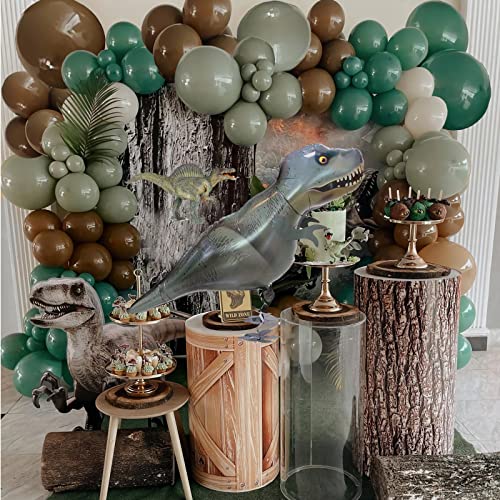 103 pcs Dinosaur World Balloons Arch Garland Jurassic Party Decoration Retro Green Retro Brown Macaron Grey Balloons for Dinosaur Theme Birthday Party Supplies