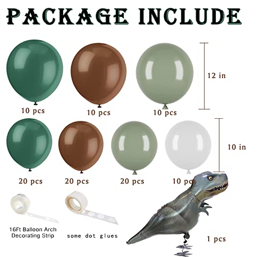 103 pcs Dinosaur World Balloons Arch Garland Jurassic Party Decoration Retro Green Retro Brown Macaron Grey Balloons for Dinosaur Theme Birthday Party Supplies