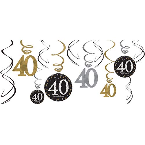 40th Birthday Decorations Gifts for Men Women - 40 Birthday Party Supplies - Happy F*ing Birthday Banner & Haning Swirls